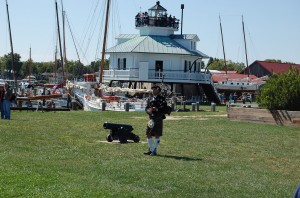Bagpiper at St. Michaels Lighthouse